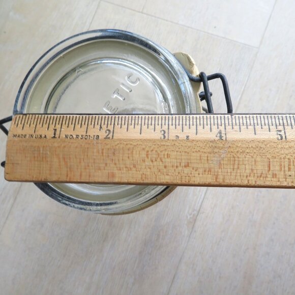 Hermetic Clear Glass Canister Jar 3/4L With Rubber Seal & Wire Hinged Lid Italy - Picture 8 of 15